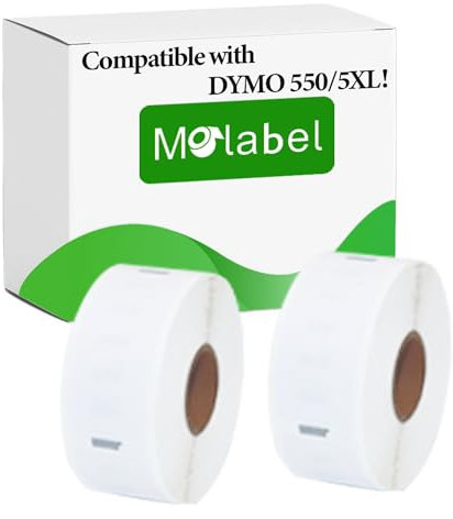 Molabel Rücksendeadressetiketten - 2 Rollen für Dymo S0722520 11352-25mm x 54mm Kompatibel mit Dymo LabelWriter 550 Druckern - 500 Etiketten pro Rolle