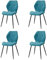 GrandCA HOME Juego de 4 Sillas de Comedor, Sillas de Comedor Tapizadas, Sillas de Cocina Nórdicas, Sillas Acolchadas con Patas de Metal, Cojines de Tela de Rombos, Lago Azul-R