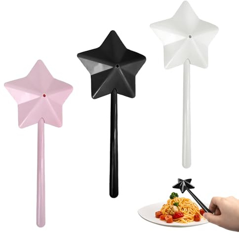OAAO 3 Pieces Star Stick Salt Spreader, Magic Seasoning Bottle, Magic Wand Salt Spreader, Hole Spice Mixing Bottle, Suitable for Kitchen, Dining Room (Black + White + Pink) (20.5x3.8x9cm)