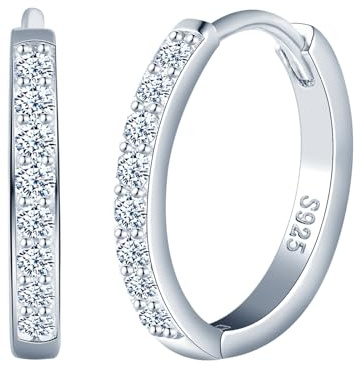 CPSLOVE Elegante Damen Ohrringe 925 Sterling Silber Creolen Mädchen Fashion Reifen Ohrringe mit Zirkonia Hoop Durchmesser 1.2cm