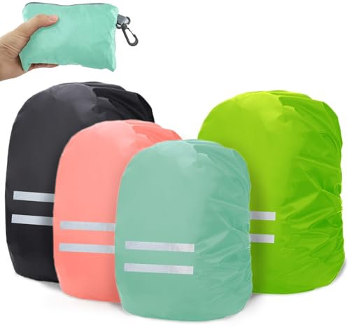 Frelaxy Regenschutz für Rucksack mit Reflektorstreifen(25-50L), Wasserdicht und Schmutzabweisend Schulranzen Regenhülle für Schulweg und Outdoor-Nacht-Wandern bei Regen und Schnee
