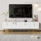 KOMHTOM Meuble TV blanc avec quatre portes - Meuble TV adapté pour le salon et la chambre à coucher (blanc)