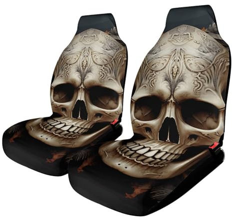 WYUSPGK Universeller Autositzbezug, Totenkopf-Druck, Fahrzeugsitzbezug, Auto-Sitzbezug, langlebiger Schutz, einfache Installation