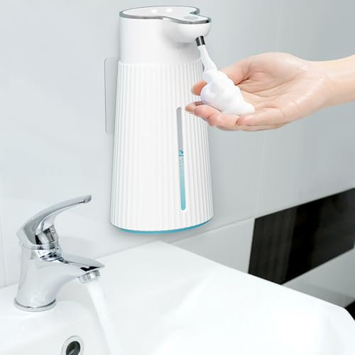 Dispenser Sapone Automatico, 400ml Dispenser Sapone muro Dispenser Ipx6 Sapone Schiuma con Sensore Touchless Dispenser Liquido Mani per Cucina, Bagno, Hotel
