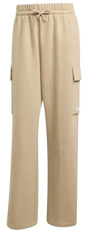 Adidas Damen Essentials LINEAR Fleece Cargo Pants, warm Sandstone/White, XL