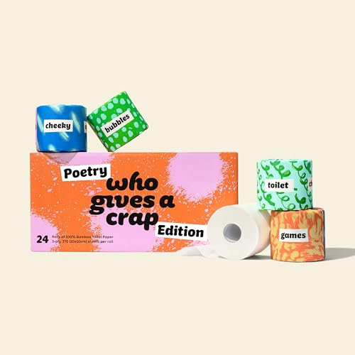 Who Gives A Crap | Poetry Limited Edition Premium 100% Bamboo Toilet Paper, 24 Rolls, 330 Sheets, Renewable & Sustainable Bamboo, Biodegradable & Ecofriendly, Soft & Strong, Tree Free