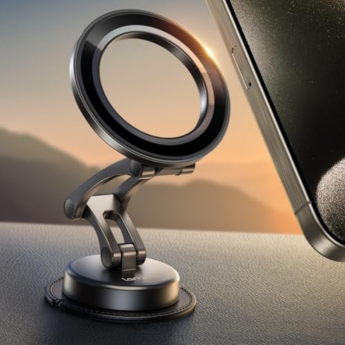 Lamicall Handyhalterung Auto für MagSafe Autohalterung - [360° Drehung Adaptive Basis] Metall KFZ Armaturenbrett Handyhalter Auto Magnet, Auto Zubehör Innenraum für iPhone 16 15 14 13 12, Alle Handys
