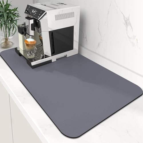 Kaffeemaschine Abtropfmatte 60 x 50 cm Schnelltrocknend Abtropfmatte Abtropfmatte Geschirr Abtropfmatte Geschirr Kaffeemaschine Matte Kaffeematte Abtropfmatte， für Kaffeemaschinen, Küchen（hellgrau）