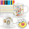 Geiserailie 2 Tasses à Peindre en Céramique Blanche Set avec 2 Sous-Verres 12 Stylos Porcelaine Tasse à Café Kit Mug Peindre Cadeau DIY, Sous-Verres à Ne Pas Chauffer au Four(Style Classique)