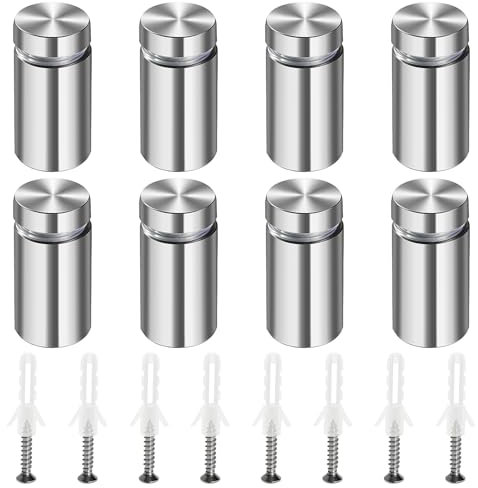 Lyeteung 8 Pezzi 16×30 mm Distanziali per Targhe, Chiodi Pubblicitari in Acciaio Inox, Vite di Vetro Standoff Bulloni Supporto, Pubblicità Viti di Fissaggio, con Vite, per Cartelloni Pubblicitari