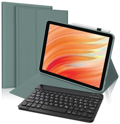 Fire HD 10 13.Generation 2023 Tastatur Hülle, Fire HD 10/HD 10 Plus 10.1'' Tablet 2021 Hülle 11.Generation, Magnetisch Abnehmbarer Tastatur mit QWERTZ Layout, Dunkelblau
