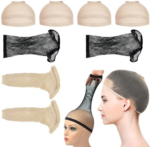 8 Stück Haarnetz Wig Cap Set, Nylon Ultra Dünne Wig Caps, Wig Caps für Lace Wigs, Elastische Atmungsaktive Haarnetz, Haarnetz für Perücken, Perückennetz, für Alle Rollenspielpartys Perücken Zubehör