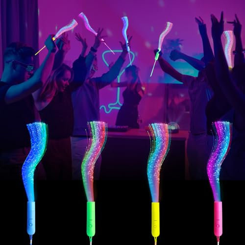 LDERFIV 12 Stück Leuchtstäbe Kinder, LED Glasfaser Glow Sitcks, Knicklichter Party Set für Knicklichter Kinder