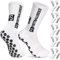 JUNEBRUSHS 6 Paar Fußball Socken, 39-45 Fussball Socken Grip Fussball Rutschfeste Stoppersocken für Männer Frau Bewegung Zubehör Fußball Sachen (Weiß)