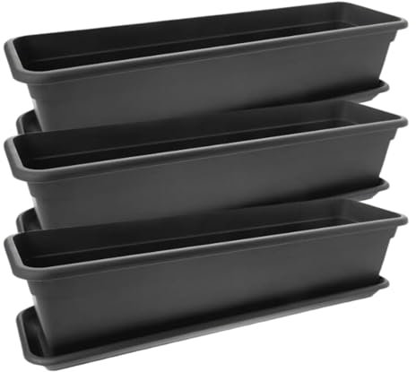 Centi Balkonkasten-Set 3er-Pack 80 cm in Anthrazit: Verwandeln Sie Ihren Balkon in eine blühende Oase! Blumenkasten mit Untersetzer