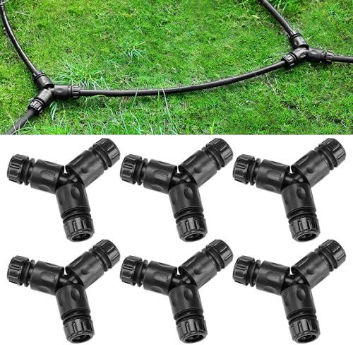 Tuanse 6 Pcs 3 Way Snip-n-drip Angle Connector for 1/2 Inch Drip Irrigation Tubing, Irrigation Tubing Connectors for Raised Garden Beds Planter Box Backyard Vegetable Plots