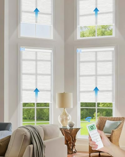 Tokblind Motorized Roller Shade, Light Filtering Smart Blind with Remote | Rechargeable Battery Motor, Remote & App Control, Soft Light & Daytime Privacy, Smart Home Compatible, Custom Made to Fit