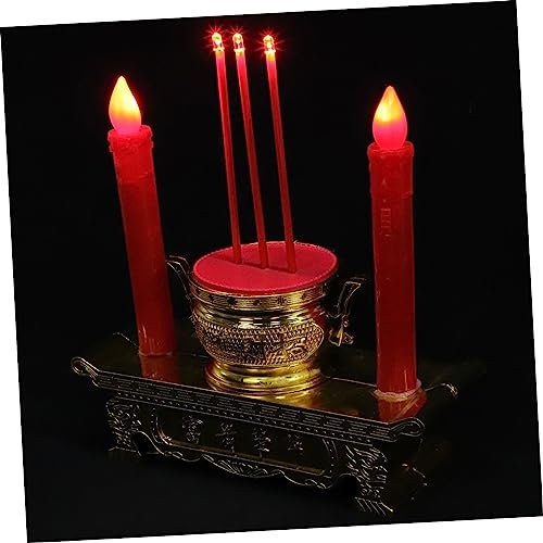 WOONEKY Lampada Elettrica Candela Led Stile Cinese Antico Per Buddismo e Meditazione Decorazioni Per Culto e Arredamento Della Casa Motivi Incisi