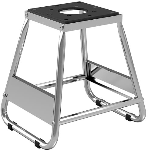 HOMCOM Elevador para Motocicleta Caballete Tipo Soporte Elevador de Motocross Enduro Desmontable de Acero Carga 500 kg con Plataforma de Goma Antideslizante y Ofricio para Reparación y Estacionamiento
