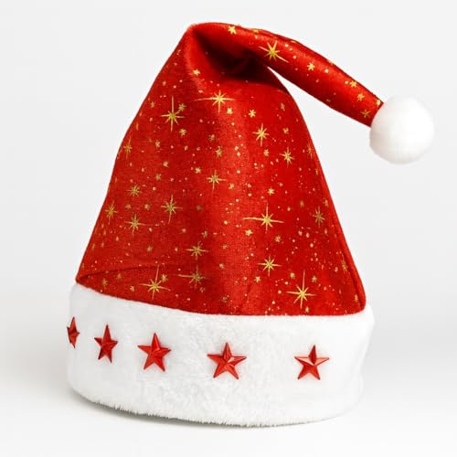 allthethings - Weihnachtsmütze mit LED-Beleuchtung – Shining Star Classic – Einheitsgröße – Rot/Weiß