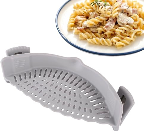 Ahuuen Pot Strainer Clip on Silicone - Spaghetti Sieve on Pasta Drainer Strainer - Kitchen Colander, Strainers and Colanders for Ground Beef, Meat, Vegetables, Fruit