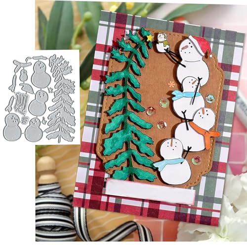 Merry Christmas Snowman Tree Greeting Card Metal Die Cuts,Snowflake Flower Leaf Cutting Dies Cut Stencils DIY Scrapbooking Decorative Embossing Paper Scrapbooking Card Making