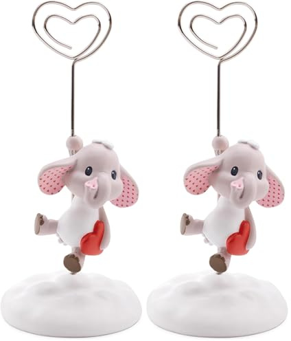 NICI Fotohalter Love Elefant 11cm Polyresin grau - Tolle Geschenkidee (Packung mit 2)