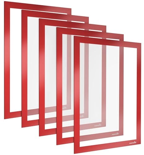 POPPSTAR Magnetrahmen A4 magnetisch mit Magnetverschluss, rot, 5 Stück