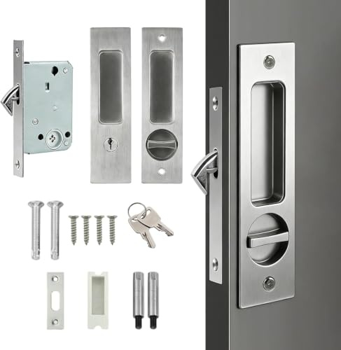 SHYSBV Sliding Door Lock 160mm, Stainless Steel Invisible Handle for Doors