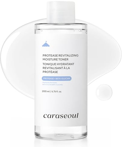 caraseoul Protease Revitalizing Tonico Viso Idratante, Skincare Coreana | Esfoliante Delicato con Beta-Glucano e Proteasi, Tipo Essenza, Cura della Texture Cutanea, Skin Prep, Vegana (200ml)