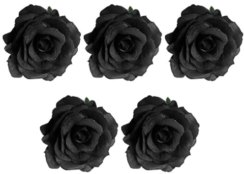 GAROZATION Broche Funéraire de Rose Noire Lot de 5 Pince à Cheveux Funéraire en Tissu Noir Accessoire Cheveux pour Cérémonie Épingle Décorative Élégante