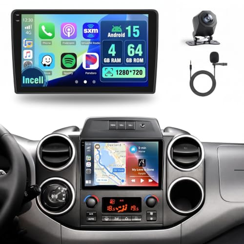 [4G+64G] Inefala Android 15 Radio Coche para Citroen Berlingo B9 2008-2018 con Wireless Carplay Android Auto, 9 Pantalla Autoradio con GPS WiFi RDS/FM Bluetooth EQ SWC Cámara Trasera Mic