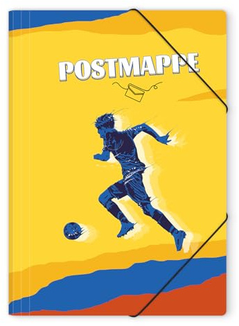 KONVINIT Postmappe a4 Schule Gelb für Schule & Studium – Sammelmappe Gummizugmappe mit Motivdruck, reißfest, bis 200 Blatt,Dokumentenmappe mit Motiv
