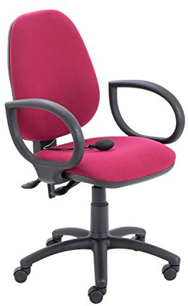Office Hippo Desk Chair, Ergonomic Home & Office Chair With Adjustable Seat, Back & Lumbar Pump For Comfort & Support, Computer Chair With Fixed Arms For Daily Use - Claret Red