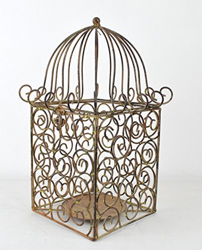 Dekorativer Vogelkäfig aus Metall als Vase Kerzenständer Blumentopf einsetzbar.