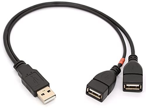 OpenII USB 2.0 1 vers 2 Y Splitter adaptateur de câble, USB 2.0 Type A mâle vers double USB 2.0 femelle Jack câble de synchronisation de données et chargement Cordon d'extension 30 cm