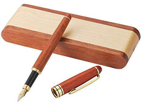 FARSLER Palisander Füllfederhalter Schreibset mit Holz Geschenkbox, handgefertigte Vintage Füllfederhalter Luxus Elegant Geschenk Stift für Kalligraphie Unterschrift Executive Business