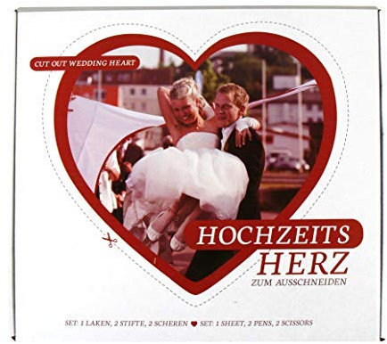 Spetebo Hochzeits Herz zum Ausschneiden - 2x1,8 m - Hochzeitsspiel mit Scheren und Stiften