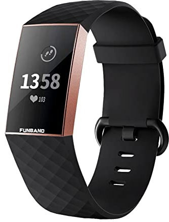 FunBand Bracelet Fitbit Charge 3, Bande en Silicone Souple Sangle de Remplacement Reglables Sport Accessorie pour Montre Connectée Fitbit Charge 3