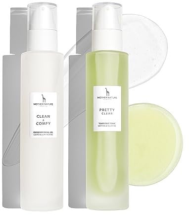 Gesichtsreinigungs-Set mit Bio-Aloe Vera und Hyaluronsäure - NATURKOSMETIK VEGAN von Mother Nature Cosmetics - 150 ml Waschgel und 150 ml Gesichtswasser für normale Haut, Mischhaut und unreine Haut