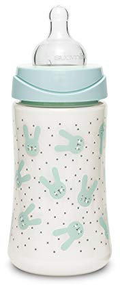 Suavinex Premium Trinkflasche aus Silikon, rund, 3 Positionen, 0% BPA, 270 ml, Grün