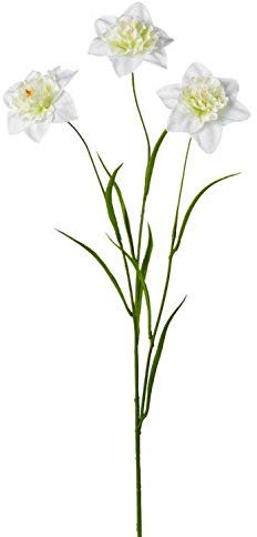 creativ home Kunstblume Narzisse. 70 cm mit 3 Blüten. Osterglocken in Weiß, Weiss. 2019006-40
