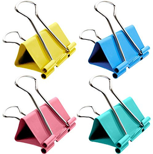 130 Pcs Binder Clips - 6 Sizes Metal Foldback Clips Assorted Size Colours Clamps Paper Clips 15mm 19mm 25mm 32mm 41mm 51mm