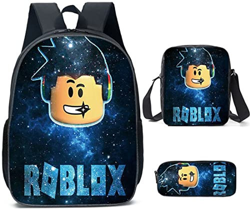 Mochila Roblox para niños con caja de almuerzo y estuche para lápices bolsa de libros para estudiantes para niños mochila escolar mochila para computadora portátil para adolescentes juego de viaje
