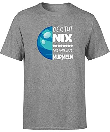 Murmel T-Shirt Der TUT nix der Will nur Murmeln Brettspiel Sprüche, Farbe: Grau, Größe: Small