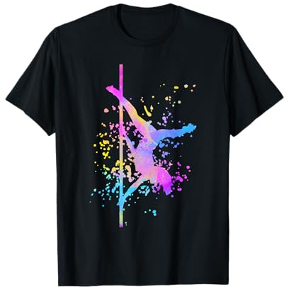 Poledance Bar Pole Dance Fitness Farbspritzer Frauen T-Shirt