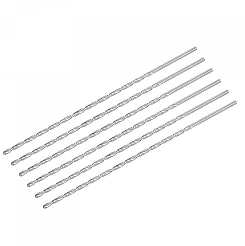 sourcing map HSS(High Speed Steel) Extra Long Twist Drill Bits, 4mm Drill Diameter 200mm Length for Hardened Metal Woodwork Plastic Aluminum Alloy 6 Pcs