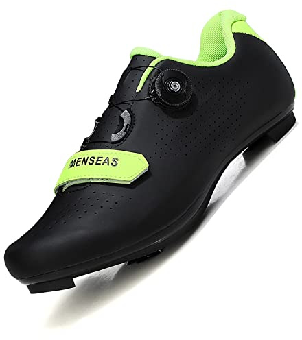 Prodkfe Fahrradschuhe Rennrad Mountainbike Sneaker SPD/SPD-SL Kompatibles Fahrrad Indoor Spin MTB Schuhe für Herren und Damen B Schwarz Grün 45 EU