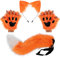Wolf Fuchs Schwanz Clip Ohren und Handschuhe Set Halloween Weihnachten Fancy Party Kostüm Spielzeug Geschenk für Kinder oder Erwachsene (orange)