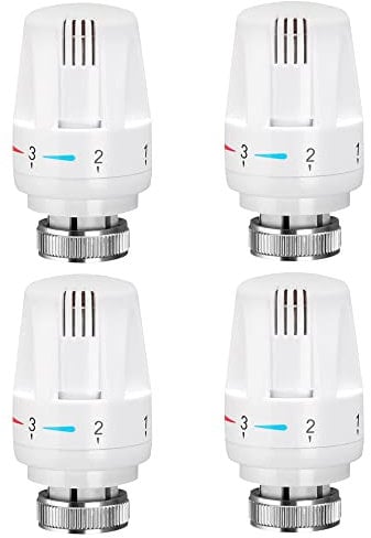 HIULLEN 4PCS Thermostatic Radiator Valve,Trv Radiator Valve Replacement Head M30 x 1.5,Radiator Thermostat Head Replacement Head Heating System Temperature Control for Home Office Bedroom etc